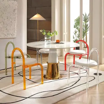 Шесть цветов Хрустальный стул для макияжа Акриловая мебель Обеденный стул со спинкой повседневного дизайна В гостиной Односпальный диван