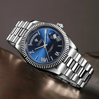 CADISEN Мужские механические часы Лучший бренд класса Люкс Автоматические часы из нержавеющей стали 100 м Водонепроницаемые наручные часы Man relogio masculino