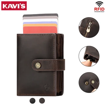 Защита от RFID, всплывающее удостоверение личности, держатель кредитной карты для мужчин, двойные алюминиевые металлические сумки для карт хранения, деловой смарт-быстросъемный кошелек