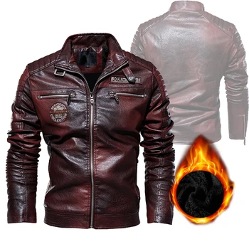 Осенне-зимние флисовые мотоциклетные куртки из искусственной кожи Leahter, мужская кожаная куртка, мужская повседневная ветровка, приталенное пальто, куртки больших размеров 7XL