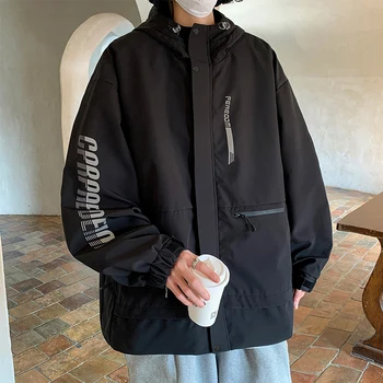 Модная мужская бейсбольная куртка с воротником 2023, Весна-осень, Однотонная Свободная мужская повседневная куртка большого размера, мужская куртка-бомбер