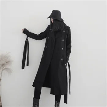 Новый стиль, темный отдел, Ощущение небольшого публичного дизайна, краткое изложение в длинном абзаце, ветровка с лентой, женское пальто