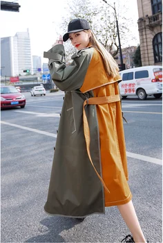 Высококачественная женская ветровка, весенне-осенние пальто, женский длинный темпераментный тренч, модные пальто высокого качества, подходящие по цвету.
