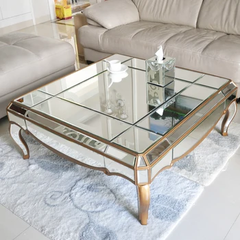 Креативный и персонализированный зеркальный квадратный чайный столик из закаленного стекла для небольших помещений, современный диванный чайный столик 캠핑테블블
