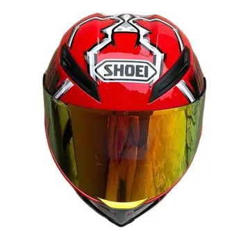 Большой спойлер, Красный шлем Ant с одинарным козырьком, Мотоциклетный Женский и мужской полнолицевой мотоциклетный шлем Capacete Casco, одобренный ЕЭК ООН