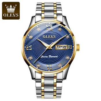 Лучшие мужские часы OLEVS 6603, автоматические механические часы, мужские роскошные деловые часы с двойным календарем, водонепроницаемые наручные часы из нержавеющей стали