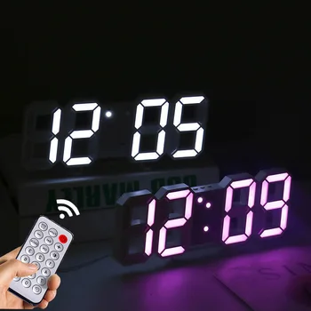 3D светодиодные цифровые часы с регулируемым ночным режимом, Светящиеся Электронные Настольные Часы, Настенные Часы, Декор стен в домашней гостиной