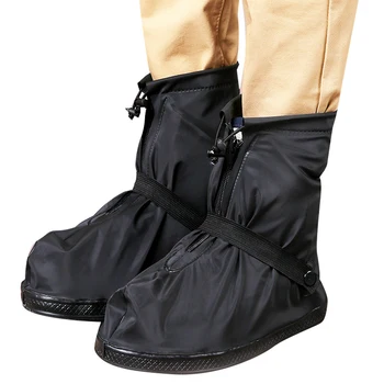 1 пара нескользящих бахил из ПВХ, водонепроницаемые непромокаемые ботинки на молнии, Износостойкие женские мужские галоши многоразового использования, бахилы для обуви