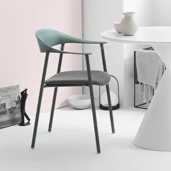 Обеденный стул Скандинавский современный простой железный подлокотник спинка домашний стул кофейня молочный чаймагазин кресло для переговоров комбинация