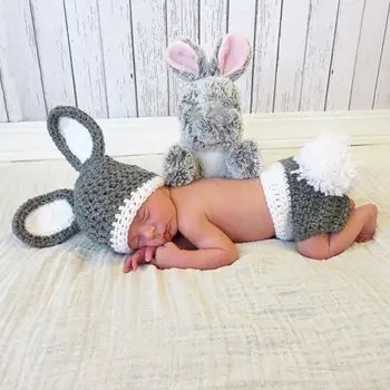 1 комплект Нежного свитера для новорожденных, модного костюма для новорожденных, удобной в носке детской шляпы с ушастым кроликом, реквизита для съемок