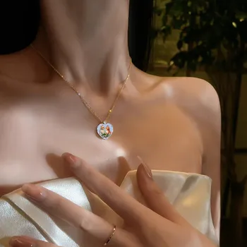 Модное ожерелье с подвеской в виде сердца Для женщин, Мужская Металлическая цепочка на шее, ожерелье с розой и кошкой, Эстетическое Роскошное ожерелье-ошейник