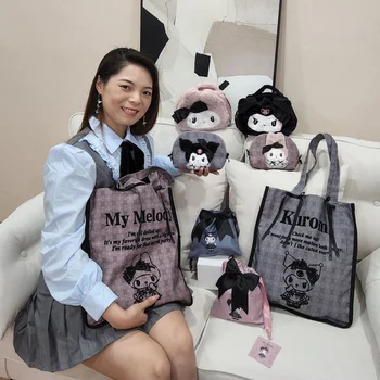 Новые аксессуары Kawaii Sanrios, сумка для хранения Kuromi My Melody с милой девушкой из мультфильма, Студенческая сумка через плечо, детские подарки