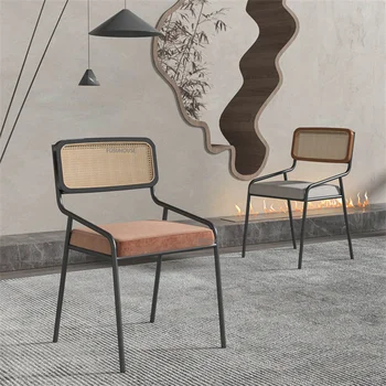 Железные обеденные стулья в скандинавском стиле для столовой, мебель для дома, простая кухня, ротанговый стул, спинка для кафе, стол и стулья