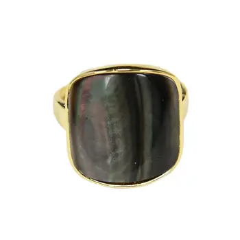 G-G Кольцо с перламутром из натуральной черной морской раковины квадратной формы, регулируемые кольца, модные украшения для вечеринок, подарки