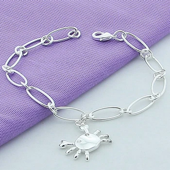 Классический Новый браслет из стерлингового серебра 925 пробы с изображением животного и Краба Для женщин, Серебряные Модные украшения