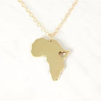 Карта Африки Страна Южная Африка Карта Ожерелье Усыновление Ожерелье Эфиопия Чондоло Африка ожерелья с сердечками любви ювелирные изделия