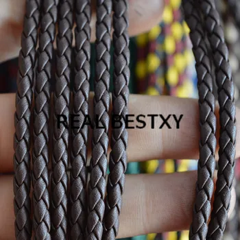 REAL BESTXY 5 м/лот 4 мм коричневые кожаные плетеные шнуры для браслетов изготовление ювелирных изделий Плетеные кожаные ремни DIY плетеные веревки