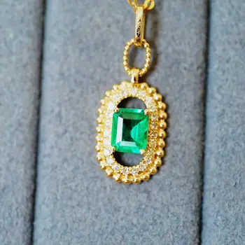 JHY Твердое белое золото 18 Карат Натуральный Зеленый изумруд 0,5 карат Подвески Ожерелья для женщин Изысканные украшения для женщин Подарки