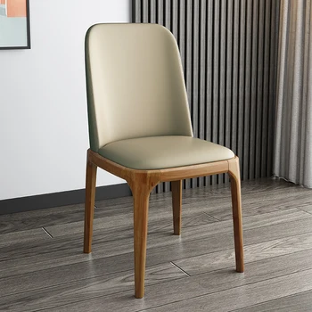 Обивка Обеденных стульев из кожи с деревянными Ножками, Удобное Мягкое Кресло для отдыха в Библиотеке, Мебель для ресторана Nordic Designer Cadeiras