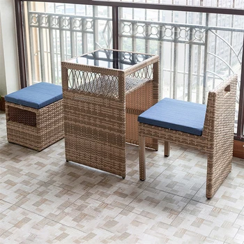 современный набор столов и стульев из ротанга для балкона, домашнего открытого патио, садовой гостиной, журнальных столиков, прочной уличной садовой мебели Z