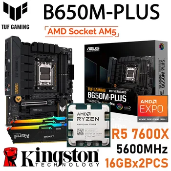 Материнская плата Asus TUF Gaming B650M-PLUS Socket AM5 Combo Ryzen Kit R5 7600X AM5 Комплект процессора Kingston DDR5 Memory 32GB RAM НОВЫЙ