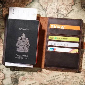 Мужской держатель для паспорта для путешествий, папка для билетов из натуральной коровьей кожи, бумажник для паспорта, Орагнизатор, винтажный чехол для паспорта, обложка для документов