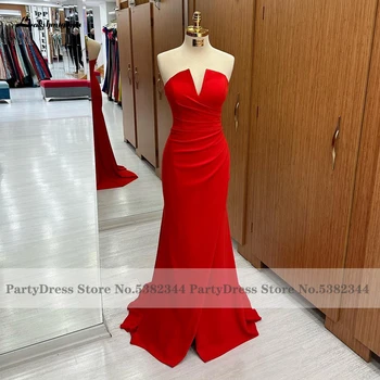 Простое красное платье из крепа, вечерние платья для свадеб, Гость 2023, Vestidos Madrina, Элегантные платья для выпускного вечера