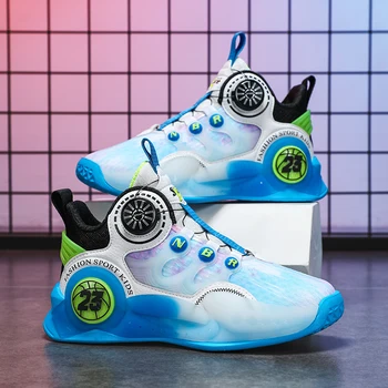 Новая детская спортивная обувь, уличная баскетбольная обувь для мальчиков, нескользящие высококачественные светящиеся кроссовки для девочек, размер 30-40
