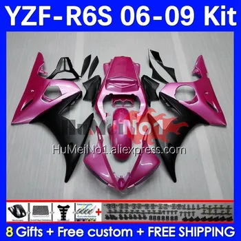 Корпус для YAMAHA YZF R6 S YZF600 Розовый черный YZF-600 6No.53 YZF R6S 06-09 YZF-R6S YZFR6S 2006 2007 2008 2009 06 07 08 09 Обтекатель