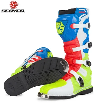 SCOYCO Racing, мотоциклетные длинные ботинки, ботинки для мотокросса по бездорожью, Dirt Bike Sports Rider, ботинки из искусственной кожи, MBM006