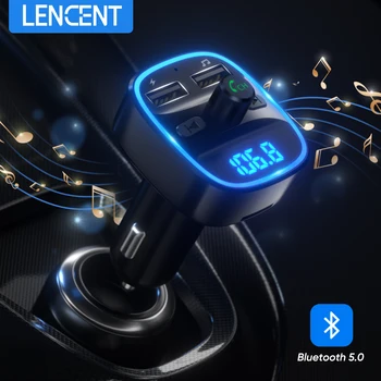 Автомобильный комплект беспроводного радио-адаптера LENCENT Bluetooth FM-передатчик с двумя USB-зарядками, автомобильное зарядное устройство, MP3-плеер, поддержка TF-карты