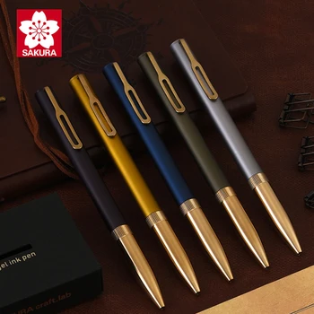 Гелевая ручка Japan SAKURA 007 латунного цвета в стиле ретро с низким центром тяжести, металлические принадлежности для учебы в школе бизнес-дизайна высокого класса
