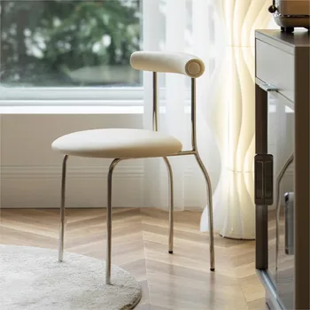 FULLOVE бытовых простая спинка обеденный стул небольшой квартира нордический ретро нержавеющая сталь ресторан стол и стул мебель