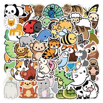 50 Милых ракушек животных для детей, мультяшные наклейки, Милые водонепроницаемые Детские игрушки, Канцелярские принадлежности, Декоративные мобильные наклейки для этикеток DIY Craft