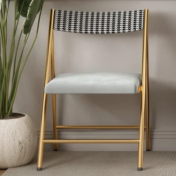 Обеденные стулья из золотого металла, дизайн для помещений, Складной Роскошный офисный компьютер в скандинавском стиле, кресло для отдыха, спальня, мебель для дома Sillas