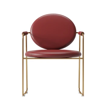 Современный дизайн, красно-зеленый металлический стул с кожаной обивкой, обеденный стол, стулья
