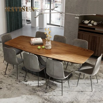 Сочетание обеденного стола и стула из скандинавского ореха, Прямоугольная Креативная дизайнерская мебель для дома, Современный минималистичный кухонный стол