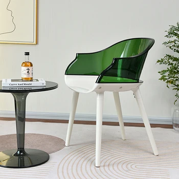 Пластиковый Белый обеденный стул, Прозрачный туалетный столик, Эргономичный Акриловый обеденный стул, Дизайнерская Кухонная мебель Cadeira Gamer для столовой
