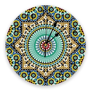 Марокканские Арабесковые цвета Настенные часы для спальни Большая Современная кухня Столовая Круглые Настенные часы Часы Для гостиной Домашний декор