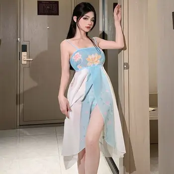 Сексуальная танцовщица в юбке в китайском стиле, женское нижнее белье для косплея, сексуальный костюм, перспективная эротическая униформа, Ретро Традиционная ночная рубашка на бретелях